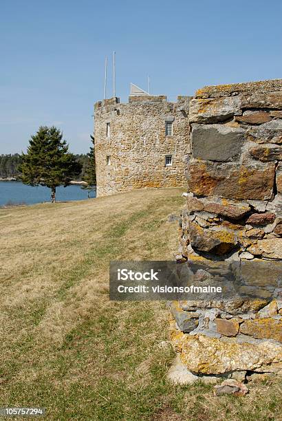 Réplica Do Forte Colonial Protege O Pemaquid Peninsula - Fotografias de stock e mais imagens de Caraterística Arquitetural