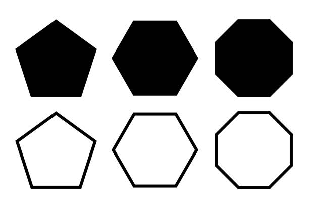 fünfeck, sechseck, achteck-symbol. vektor-geometrie-polygon. - sechseck stock-grafiken, -clipart, -cartoons und -symbole