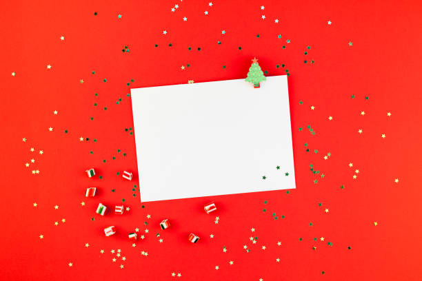 istock Christmas greeting postcard mockup with glitter 1057586268