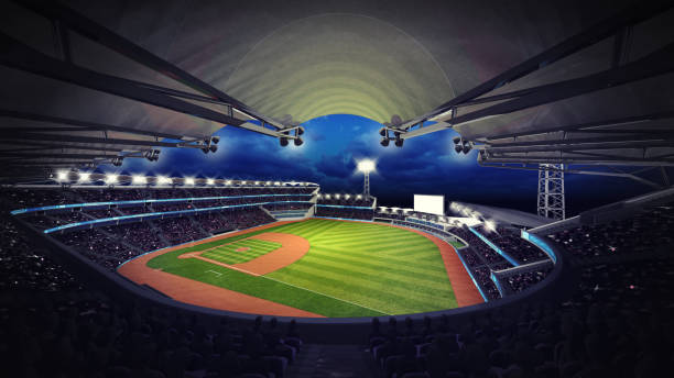 istock baseball stadium under roof view with spectators 1057590500