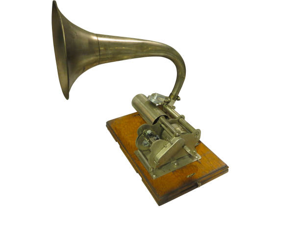 istock Edison phonograph sound recorder and player gramophone isolated on white background 1057591866