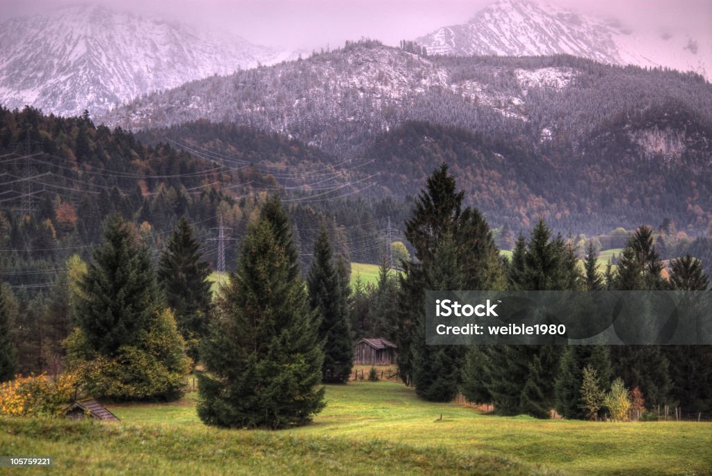 HDR Aufnahme Green forest white snow Hintergrund - Lizenzfrei Alm Stock-Foto