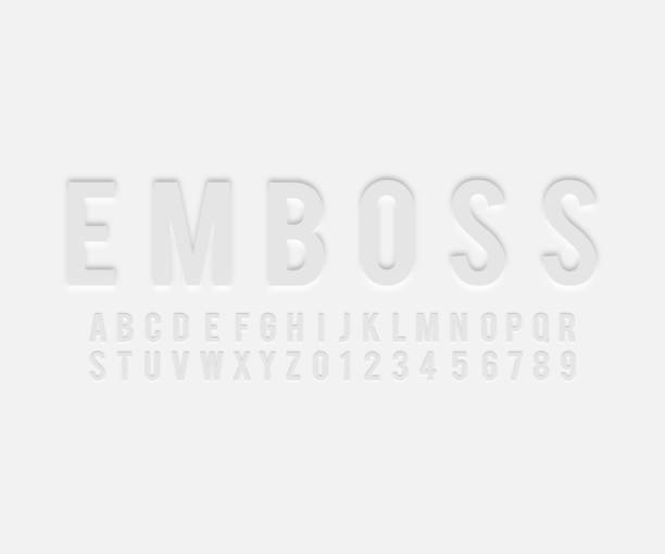 font emboss effect vector Font alphabet emboss effect in vector format frieze stock illustrations