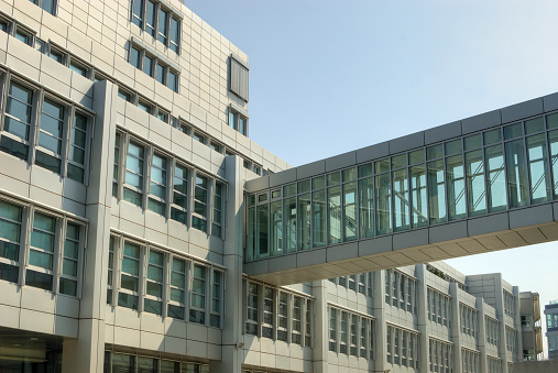 Office buildings in downtown Seoul, with the Changdeokgung Palace in the foreground.