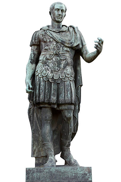 Bronze statue of Julius Caesar bronze statue of the roman conqueror isolated on white with clipping path emperor stock pictures, royalty-free photos & images