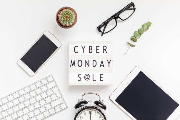 istock Cyber Monday sale text on white lightbox 1057597216