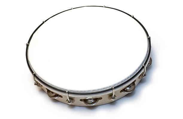 Picture of a tambourine on a white background  stock photo