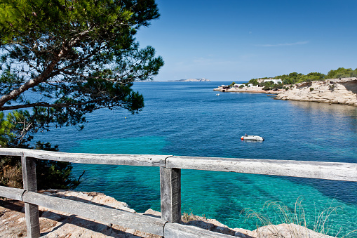 Beautiful turquoise bay at Ibiza