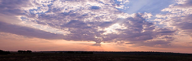 Zâmbia Panorama do pôr do sol - fotografia de stock