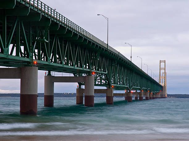 istock Mackinac Bridge from Mackinaw City Michigan 105760222
