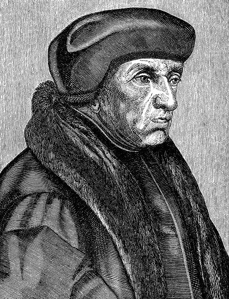 Portrait of Erasmus  desiderius erasmus stock illustrations