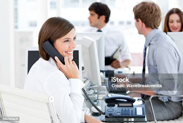 Enthusiastic Businesswoman Talking To The Phone Stock Photo - Download Image Now - Adult, Beauty, Business