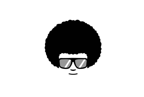 ilustraciones, imágenes clip art, dibujos animados e iconos de stock de logotipo de estilo geek creativo pelo afro - afro man