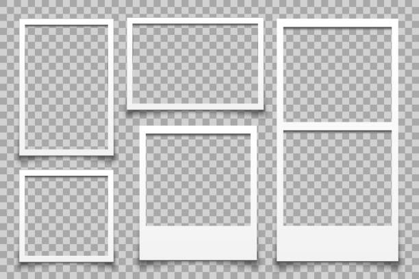 Empty white photo frame - vector Empty white photo frame - vector polaroid camera stock illustrations