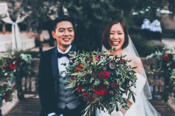 Happiness Two Japanese young couple have married bride photos stock pictures, royalty-free photos & images