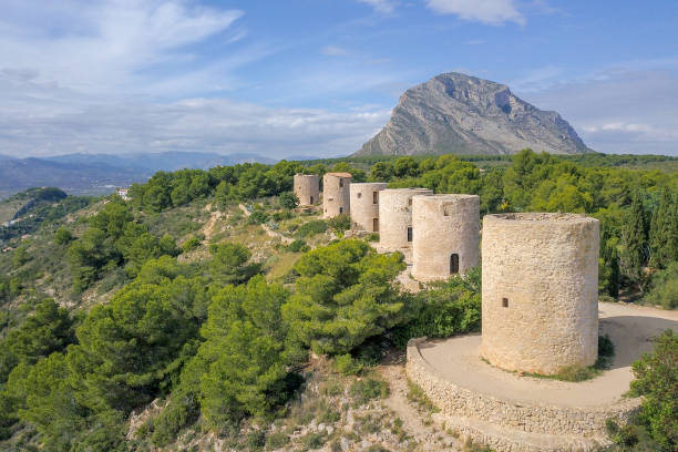 xabia windmühlen - javea stock-fotos und bilder