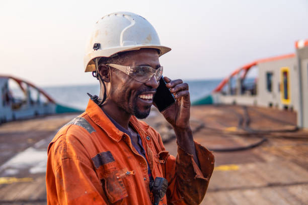 istock Marine Deck Officer or Chief mate on deck of vessel or ship 1057621916