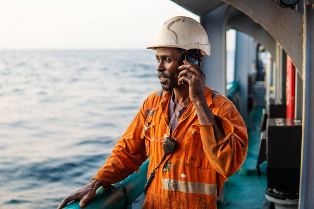 istock Marine Deck Officer or Chief mate on deck of vessel or ship 1057622678