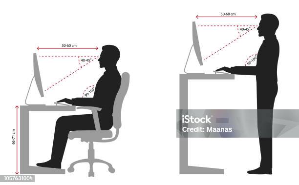 Ergonomics At Workplace Silhouette Stock Illustration - Download Image Now - Ergonomics, Ergonomic Keyboard, Accuracy