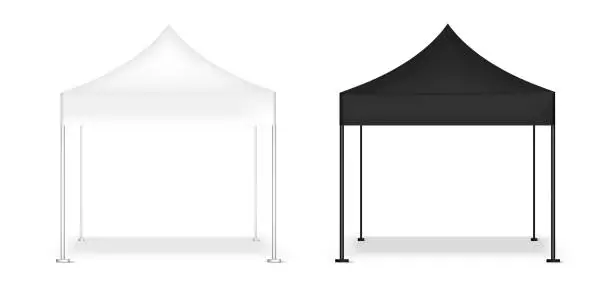 Vector illustration of 3D Mock up Realistic Tent Display POP Booth for Sale Marketing Promotion Exhibition Background Illustration
