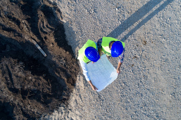 istock Top view of engineers at building site 1057633636