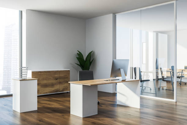 istock Loft minimalistic office corner, corporation 1057633686