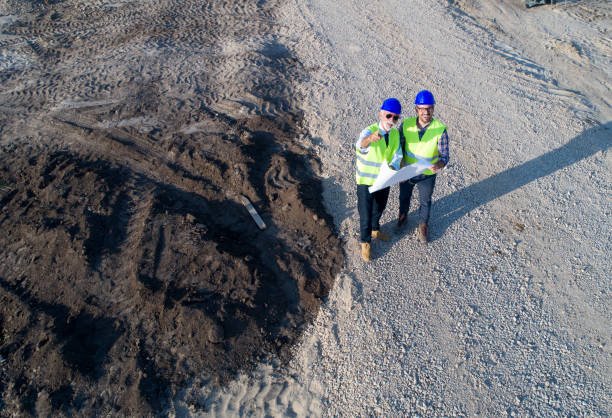 istock Top view of engineers at building site 1057634462