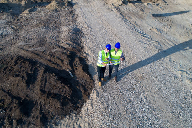 istock Top view of engineers at building site 1057634556