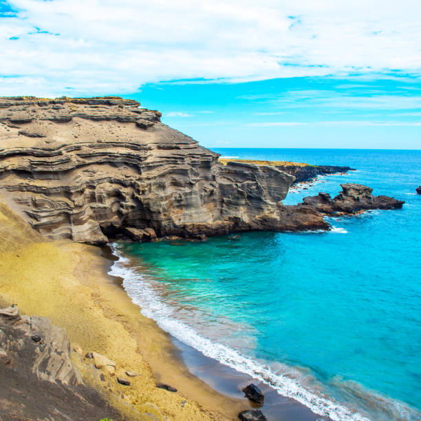 istock View of the beach Papakolea (green sand beach), Hawaii, USA. Copy space for text. 1057634862