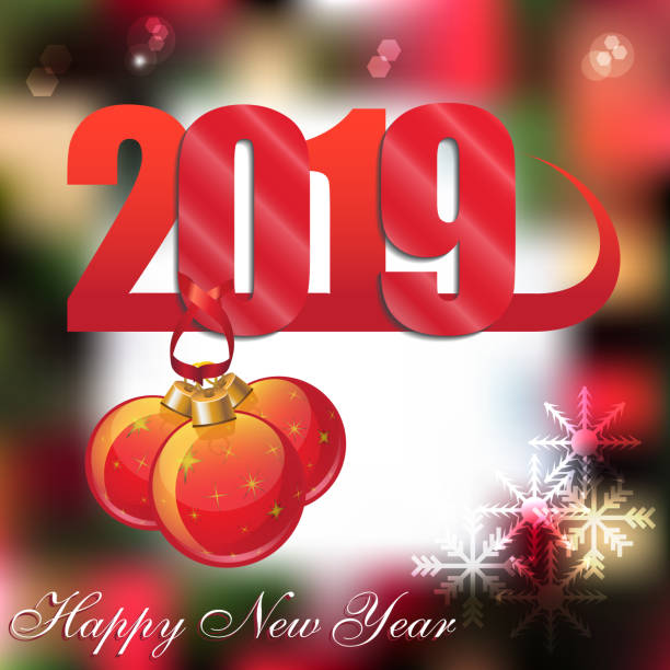 istock Happy New Year 2019 background decoration. Greeting card design template. Brochure or flyer for the holiday. Illustration 1057635510