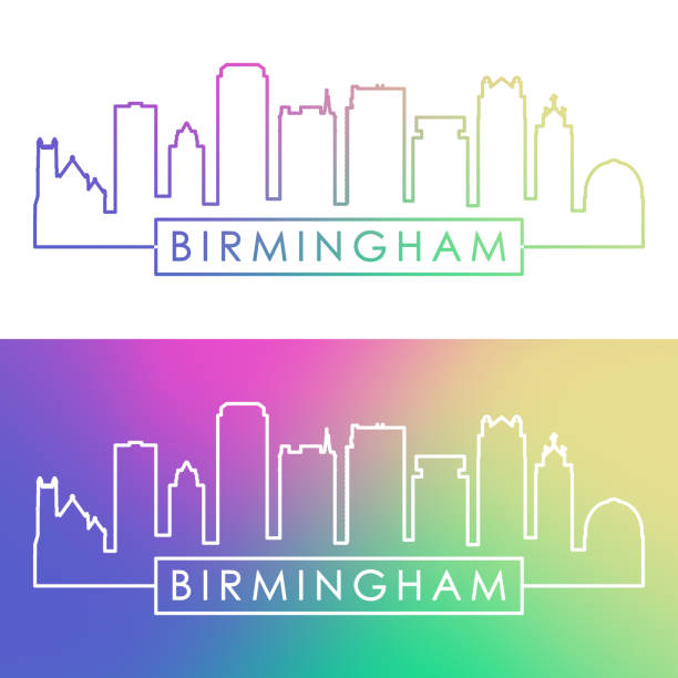 Birmingham USA skyline. Colorful linear style. Editable vector file. Birmingham USA skyline. Colorful linear style. Editable vector file. alabama stock illustrations