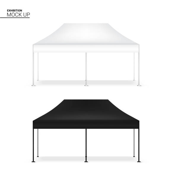 istock 3D Mock up Realistic Tent Display POP Booth for Sale Marketing Promotion Exhibition Background Illustration 1057639198