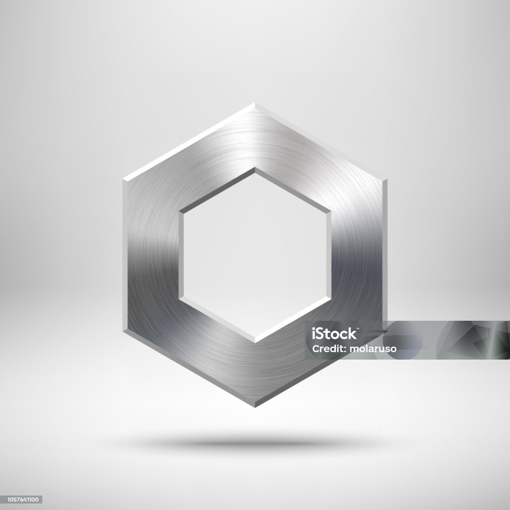 Polygon Button Metal Polygon Button Template Stock Illustration - Download Image Now ...