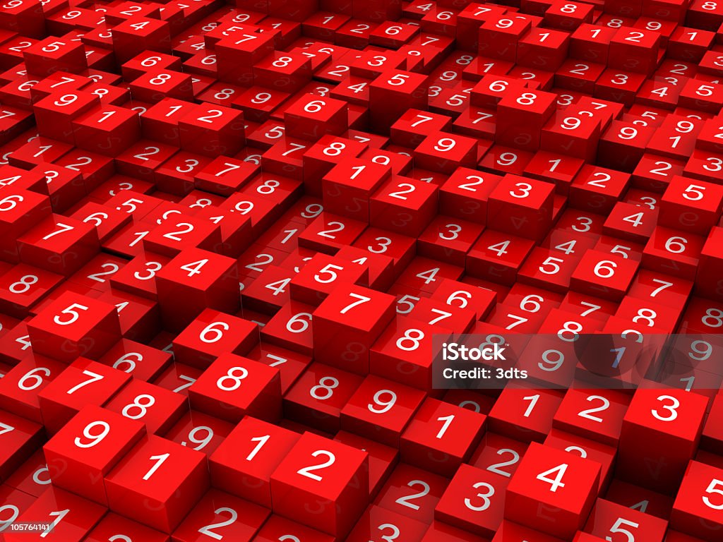 Aleatoria de números de bloques de rojo - Foto de stock de Casualidad libre de derechos