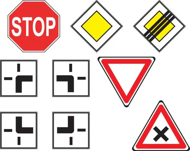 Vector illustration of Traffic Signs - Part 1