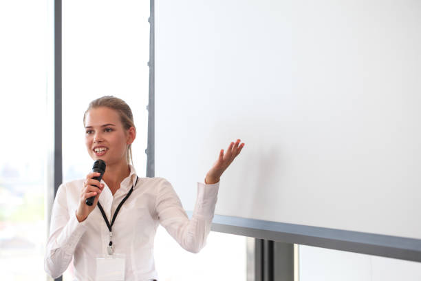 istock Business woman giving presentation 1057644900