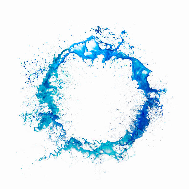 ring of blue splash of paint - blue ink imagens e fotografias de stock