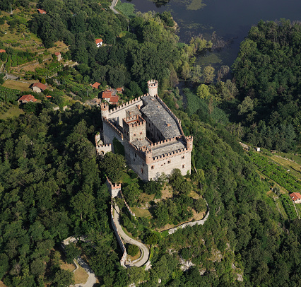 Drone view of an old castle in europe