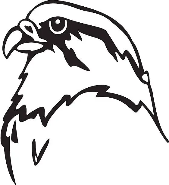 Vector illustration of An animated black and white falcon