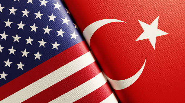 American And Turkish Flag Pair