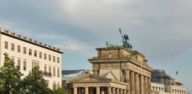 Cityscape with Branderburg Gate in Berlin, Germany.