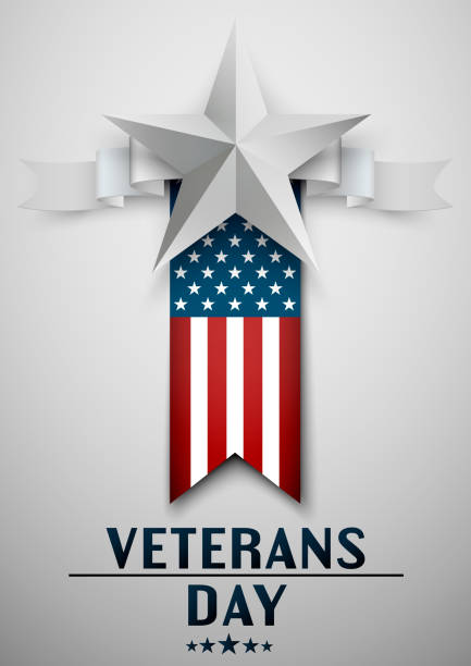 illustrations, cliparts, dessins animés et icônes de journée des anciens combattants usa carte de voeux avec drapeau usa et étoile sur fond blanc. hommage à tous ceux qui ont servi. illustration vectorielle. - army us military military backgrounds