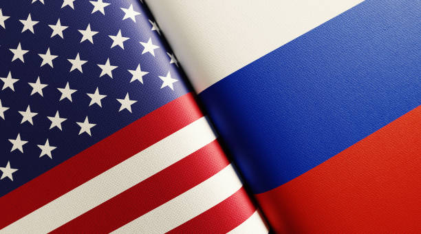 American And Russian Flag Pair