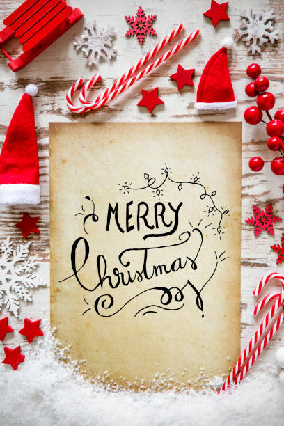 istock Bright Christmas Flat Lay, Snow, Calligraphy Merry Christmas 1057668512