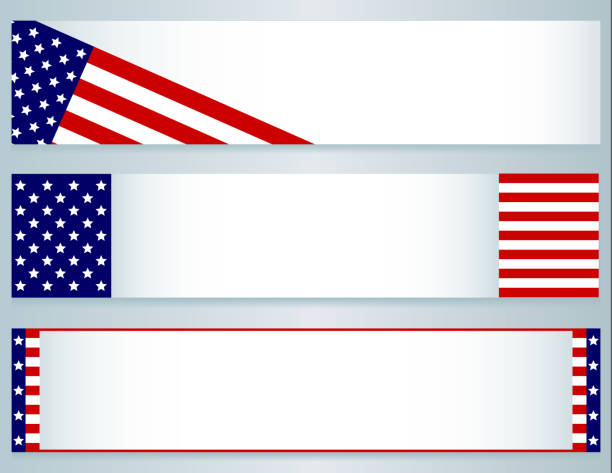USA Flag banners Three banners using elements of the USA (American) flag; use for July 4th, Memorial Day, Veterans Day, Presidents Day, September 11th or for general or voting purposes government borders stock illustrations