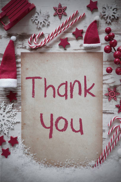 istock Retro Christmas Flat Lay, Snow, Thank You 1057673558