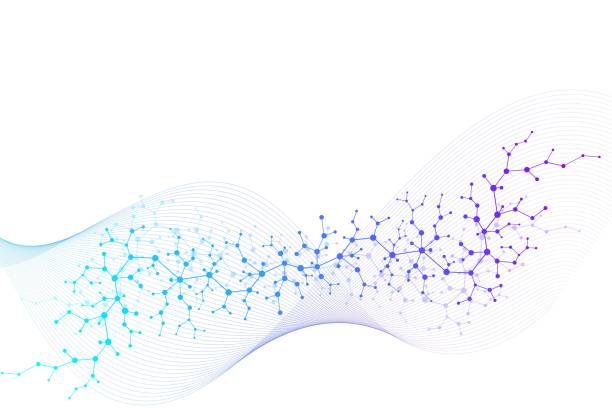 tło cząsteczki naukowej dla medycyny, nauki, technologii, chemii. tapety lub baner z cząsteczkami dna. wektorowa geometryczna ilustracja dynamiczna. - chemistry molecular structure dna cell stock illustrations