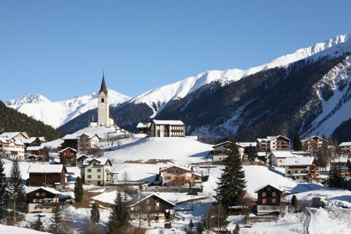View of the Alps in Vaduz, Liechtenstein. Background with top view.