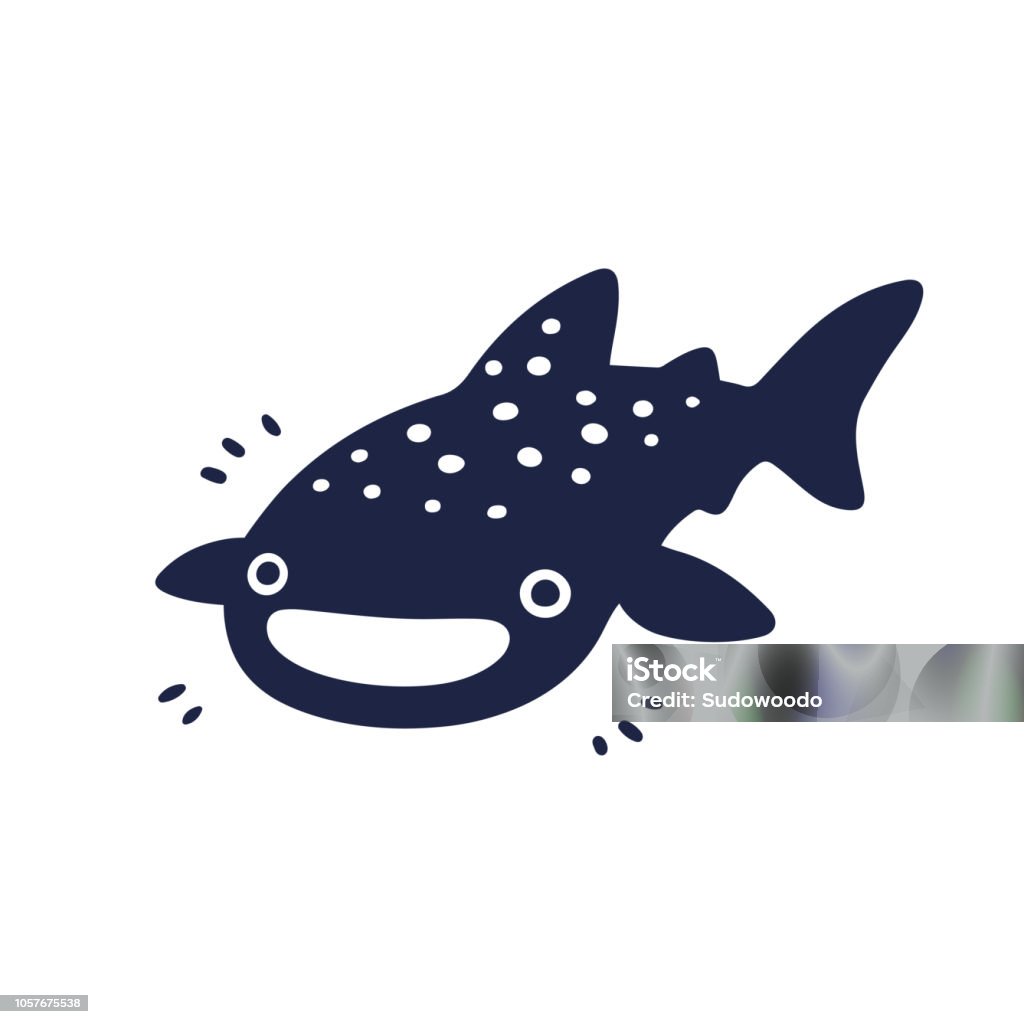 Cute cartoon whale shark Cute cartoon whale shark drawing. Funny character black and white vector illustration. Whale Shark stock vector