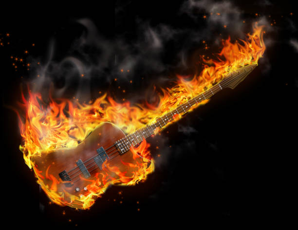 istock Burning  bass guitar 1057676144